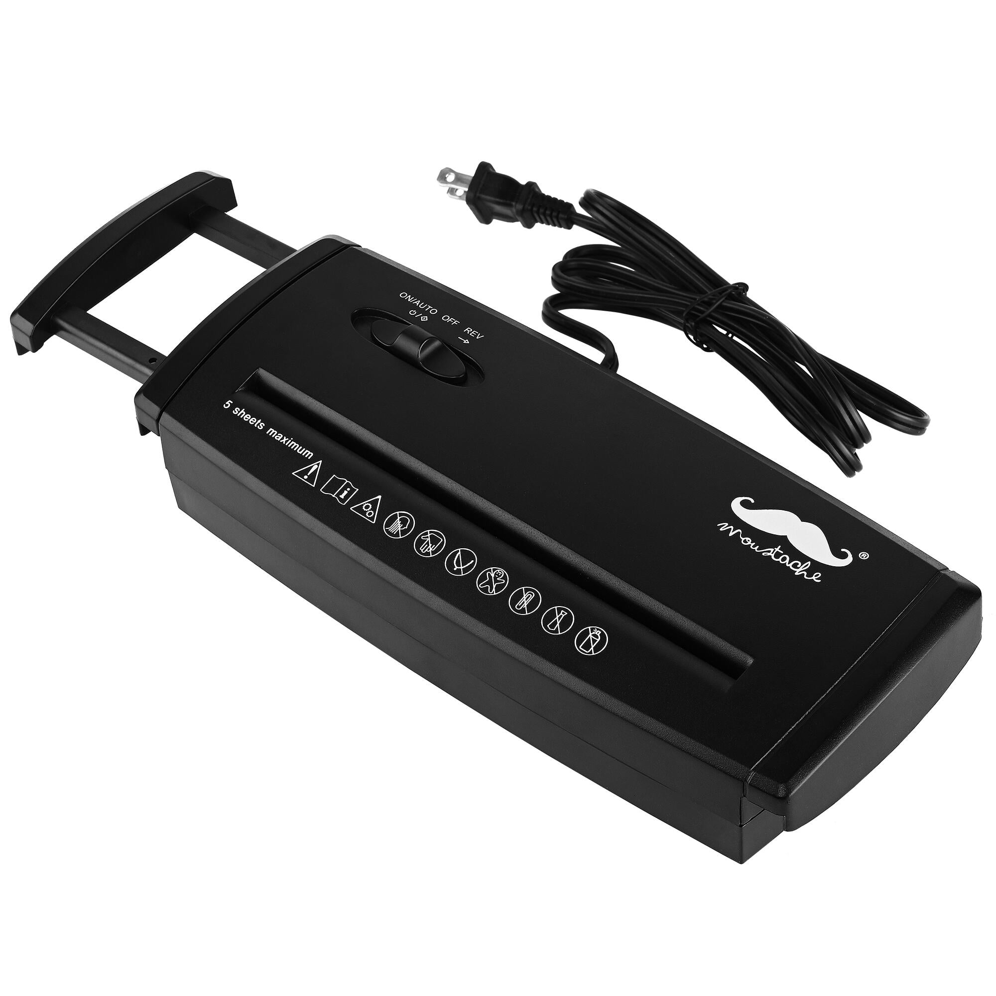 Portable Paper Shredder, Home Office 5-Sheet Strip-Cut Auto Shredder with Extendable Arm, Without Basket, 2.65Gallons