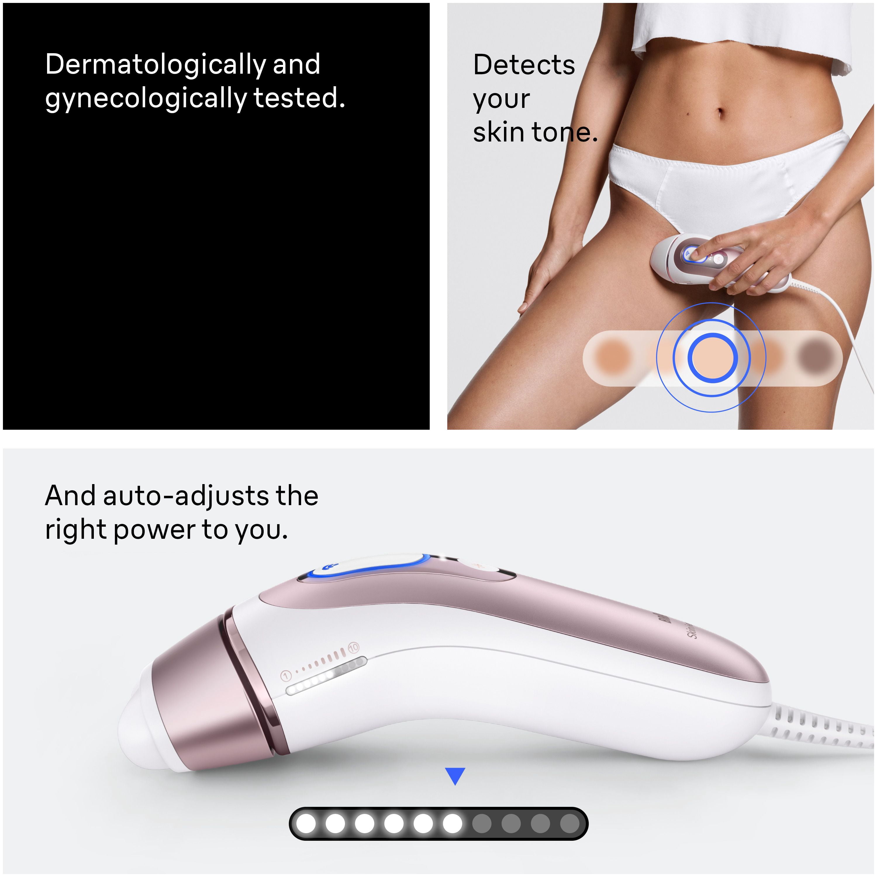 Système d’épilation à domicile Braun Peau i-expert, technologie LIP intelligente, PL7243, pour femmes et hommes, avec application, avec étui haut de gamme, 3 têtes, rasoir Venus