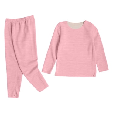 ZACPNCV Kids Thermal Underwear Set Toddler Winter Base Layer Long Johns for Little Boys Girls Pink 2-3 Years