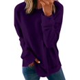 thumbnail image 1 of Chandails de Compression à Manches Longues pour Femmes Col Ras du Cou Unis Plus Chandail Surdimensionné Coupe Ample Pulls Tendance Hauts Légers pour Femmes Grande Taille Gris m, 1 of 4