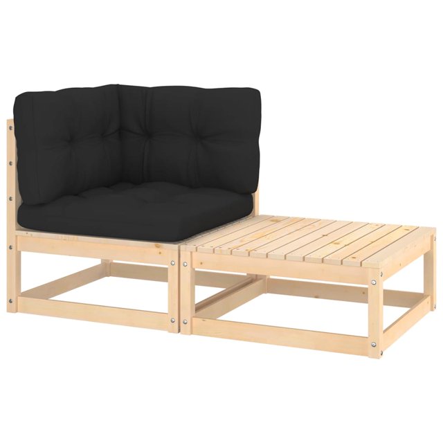 vidaXL 2 Piece Garden Lounge Set with Cushions Solid Wood Pine