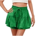thumbnail image 1 of Yuyuzo Shorts for Women Drawstring Waisted Double Layered Ruffle Shorts Casual Flowy Summer Beach Shorts, 1 of 7