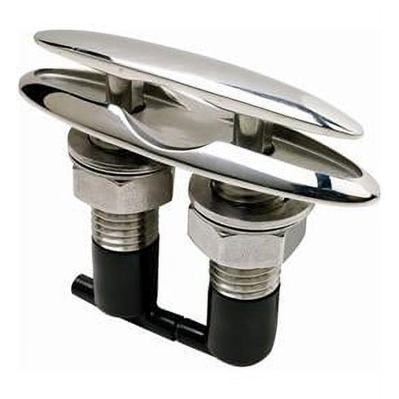 Attwood Corde de Bateau Marin 66515-7 Utilisée pour Enrouler et Sécuriser les Lignes; Design de Crampons Soigné; Longueur 4-1/2 Pouces; Argent; Acier Inoxydable; Motif de Montage à Deux Trous; avec Chargeurs de Drainage; Simple