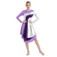 thumbnail image 3 of RUNQHUI Robe de Danse Liturgique de Louange pour Femmes à Blocs de Couleur Métalliques Dorés, Robe d'Église, Jupe de Culte, Violet P, 3 of 7