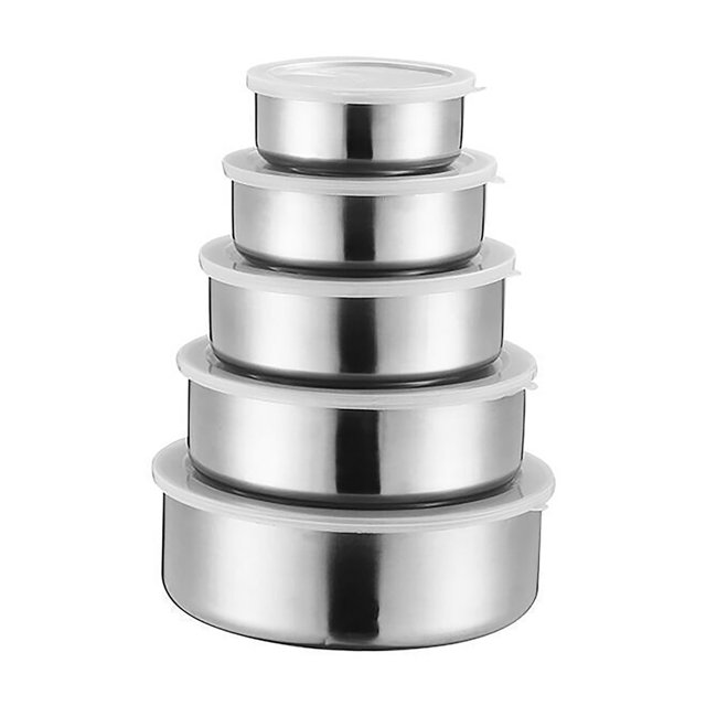 Bgsha Stainless Steel Food Storage Containers with Lids Metal Meal Prep Containers Rectangular Bento Lunch Box Set Leak Proof Airtight for Adults Dishwasher Microwave Refrigerator 5 Pcs