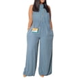 thumbnail image 2 of LSLJS Womens Casual Sleeveless Spaghetti Strap Loose Adjustable Jumpsuits Stretchy Long Pants Romper with Pockets, 2 of 5