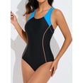 thumbnail image 4 of Charmo One Piece Athletic Racerback Swimsuit Women Slimming Bathing Suits Color Block Training Swimwear for Women, 4 of 6