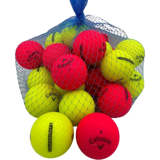 Golf Ball Planet - Balles de Golf Recyclées Callaway Superfast (3a/bon, Lot de 24, Rouge Mat/jaune)