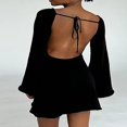 thumbnail image 3 of Robe Tricotée Unie pour Femmes avec Style Dos Nu pour Fêtes, 3 of 4