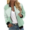 thumbnail image 1 of Atogsazn Blouson Bomber à Fermeture à Glissière pour Femme Décontracté à Manches Longues Coupe-Vent Vestes Manteau Hauts Chemisier Vêtement d'Extérieur avec Poche 01-Vert G Mode, 1 of 5