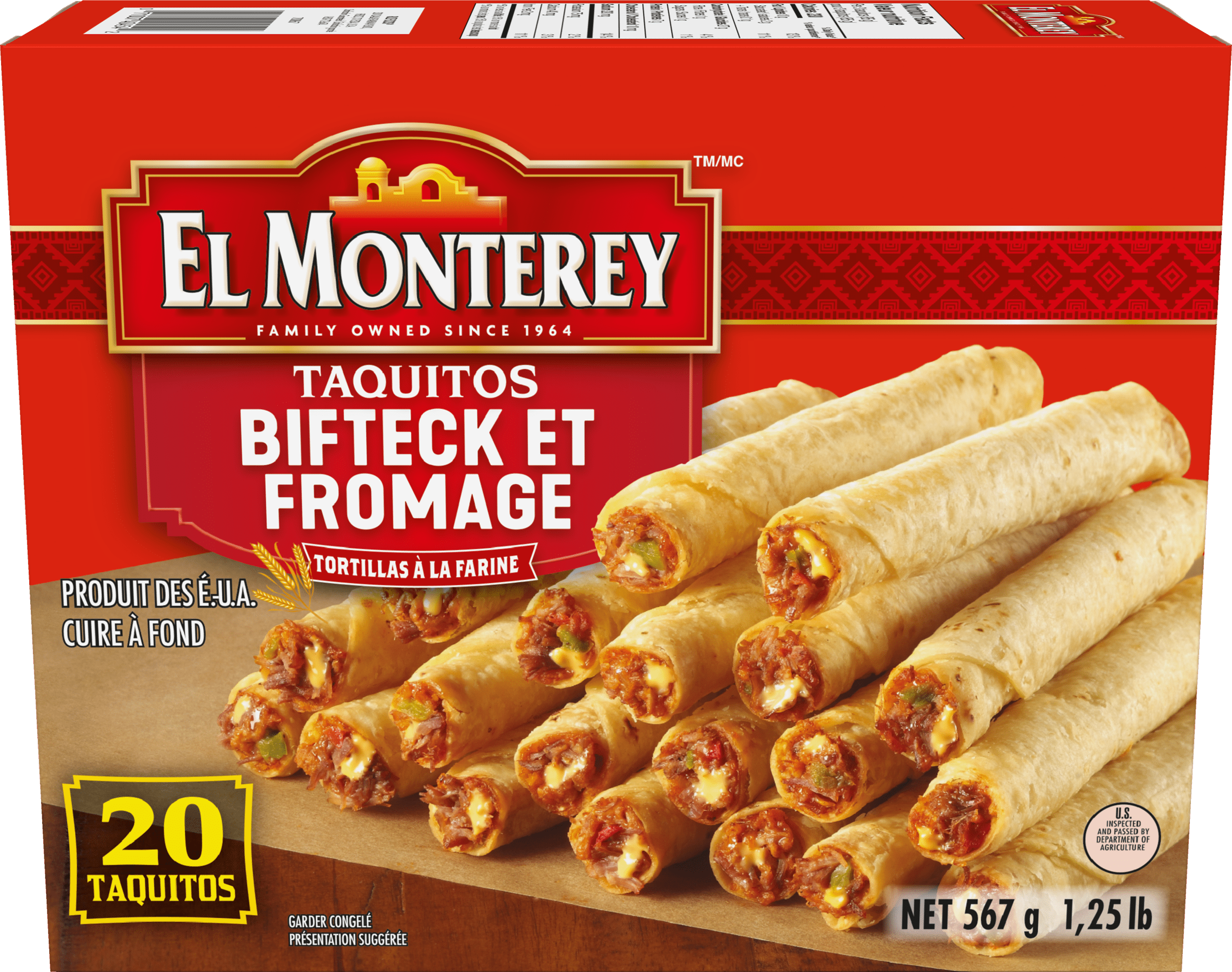 Taquitos EL Monterey au steak et au fromage gelé Taquito au steak et au fromage