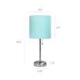 thumbnail image 3 of LimeLights Brushed Steel Stick Lamp with Charging Outlet and Fabric Shade 2 Pack Set, 3 of 8