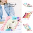 thumbnail image 4 of Case for iPad Mini 7 A17 Pro 2024/Mini 6 2021 8.3 Inch 7th/6th Gen with Screen Protector, 360 Degree Rotating Kickstand Hand Strap Shockproof Cover with Shoulder Strap, Rainbow Pink, 4 of 7