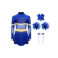 thumbnail image 1 of Aislor Tenues de Cheerleading pour Filles Enfants Costume de Cosplay Chef de Cheer Halloween Robe de Danse de Fête Rave Bleu 12, 1 of 7