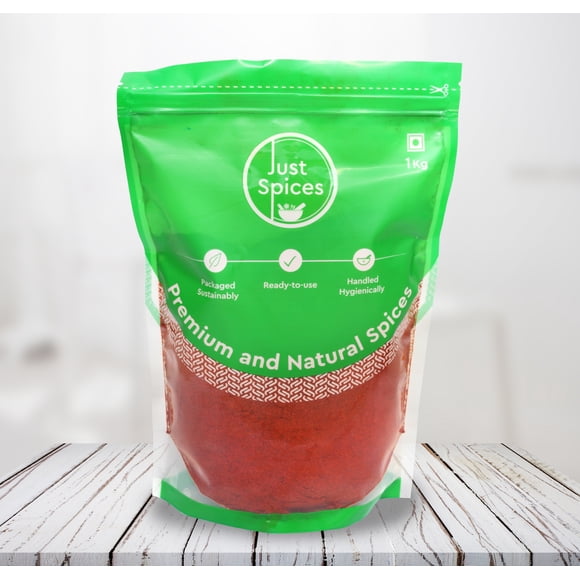 Just Spices - Poudre de Piment Rouge Cachemire Douce et Piquante (Mirch Cachemire), 1 kg (2,2 lb), Douce et Piquante, Produit de l'Inde, Aucune Couleur Ajoutée