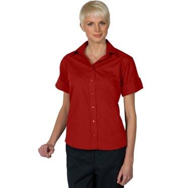 Edwards Garment Chemise Popeline à Manches Courtes pour Femmes, Rouge, TTG
