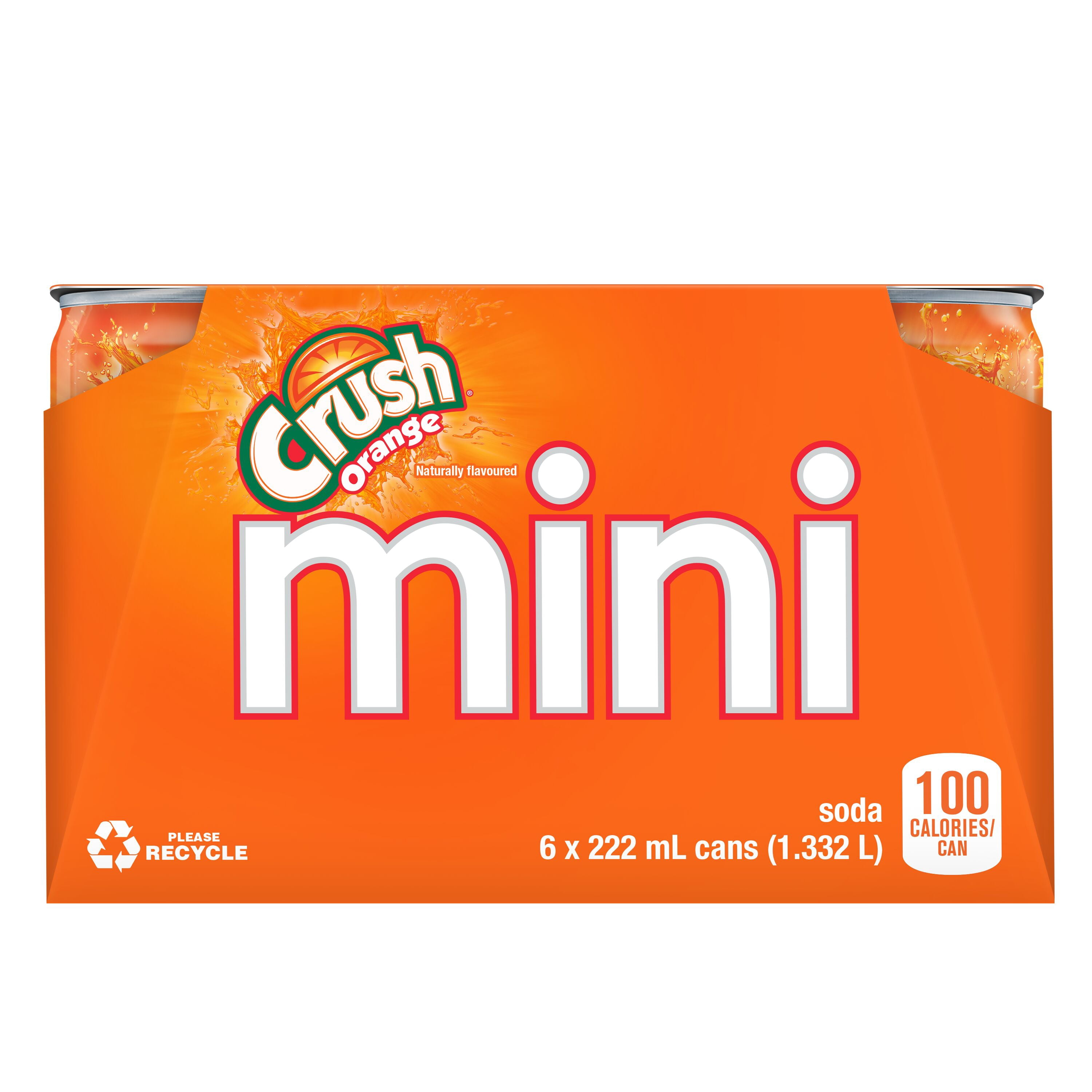 Crush orange boisson gazeuse 6 x 222 ml, mini-canettes