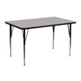 thumbnail image 1 of 24''W x 48''L Rectangular Grey Thermal Laminate Activity Table - Standard Height Adjustable Legs, 1 of 9