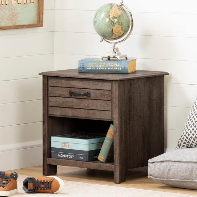 South Shore Ulysses 1-Drawer Nightstand - End Table with Storage for Child, in Fall Oak