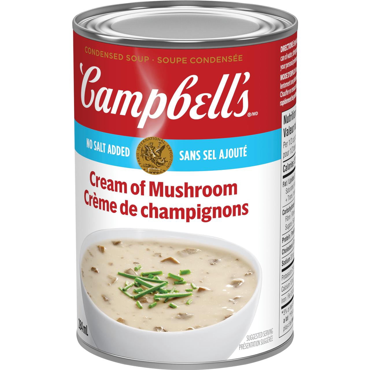 Campbell's® Soupe Condensée Crème de Champignons Sans Sel Ajouté, à Longue Conservation
