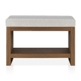 thumbnail image 2 of Bouclair Oatmeal Fabric and Wood Bench with Shoe Rack, 2 of 3