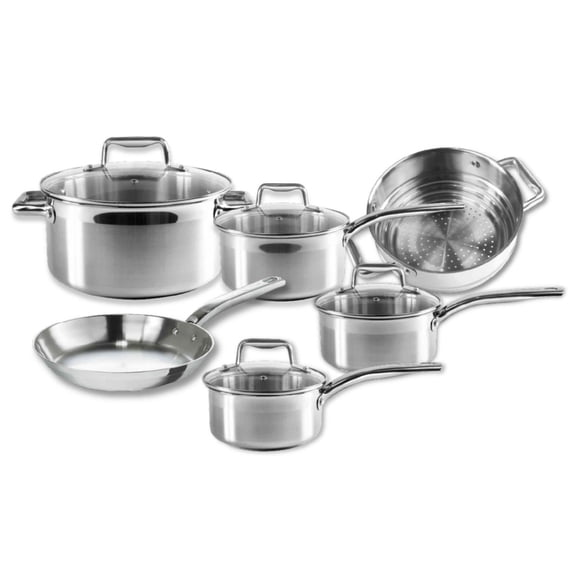 T-fal Stainless Steel 10-piece Cookware Set, Induction and oven safe
