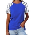 thumbnail image 1 of FAIWAD Hauts Grande Taille pour Femmes Blouse d'Été à Imprimé Rayé Manches Courtes Col Rond T-Shirts Tuniques Décontractées Tee, 1 of 3