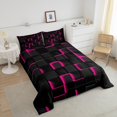 thumbnail image 4 of Erosebridal Gradient Checkered Bedding Sets Full with Comforter,Buffalo Stereoscopic Duvet Insert,Geometry Decor,Reversible,3pcs, 4 of 7