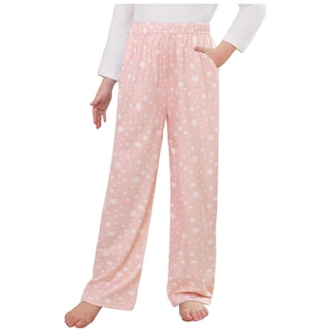 FAIWAD Pajama Pants for Girls Comfy Elastic Waist Plaid Soft Lounge Pjs Bottoms with Pockets Loungewear