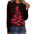 thumbnail image 2 of Jienlioq T-Shirts de Noël Grande Taille Mode pour Femmes à Col Rond à Manches Longues Imprimé Décontracté T-Shirt Blouse Hauts, 2 of 5