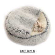 2-in-1 Round Plush Pet Cat Dog Sofa Bed Winter Warm Pet Cat Small Dog Sleeping