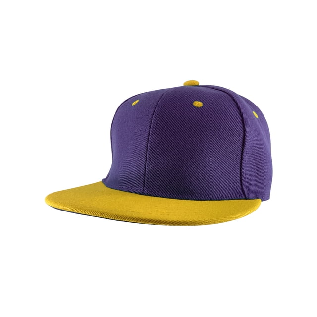 Top Headwear Flat Bill Adjustable Snapback Cap - Purple/Gold