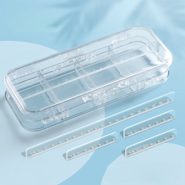 Transparent Double Layer Pencil Case With Lid 4 Removable Ruler Inserts Multi Compartment Storage Organizer For School Office Art Supplies Hzhnb | Plastic, White