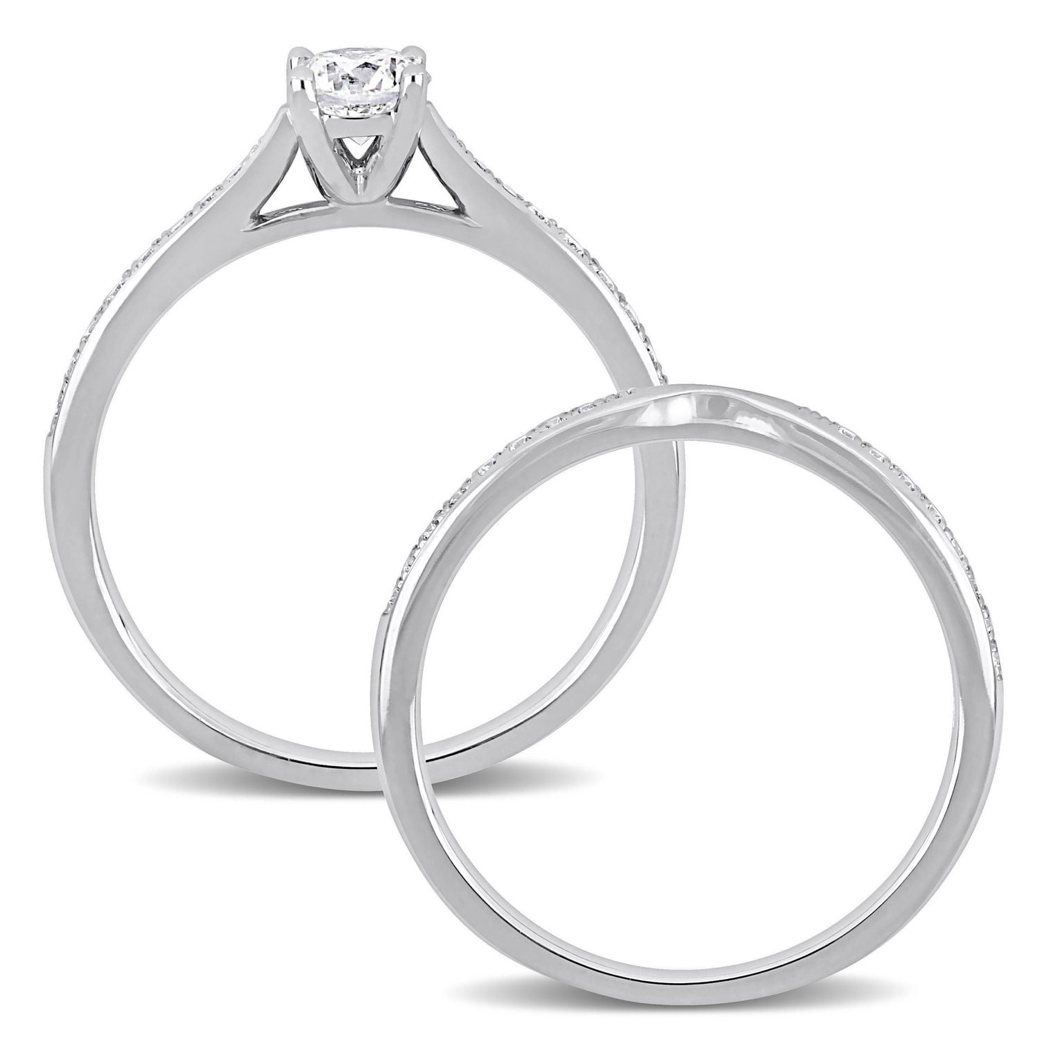 Miabella Ensemble de Bague mariage en or blanc 14K avec diamants de 5/8 carats P.T.