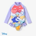 thumbnail image 1 of Disney Toddler Girls Swimsuit Daisy Duck Rash Guard Graphic Bathing Suits Purple Kids 3T, 1 of 6