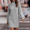 thumbnail image 4 of Kcodviy Automne Hiver à Manches Longues Robe à Manches Longues pour Femmes Col Roulé d'Hiver Couleur Unie Décontractée Robes de Maternité Robe Chandail Chandail pour Dames Robes Mignonnes pour Femmes Robe, 4 of 6