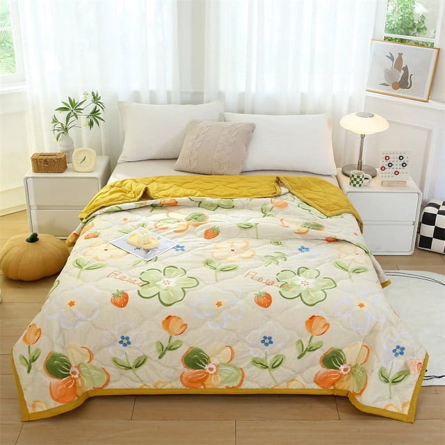 EDHITNR Liquidation Lavable Courtepointe d'Été Imprimée Couette Mince Couverture pour Climatiseur Literie de Chambre d'Amis Offres du Vendredi Noir Rabais de 90 %