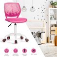 thumbnail image 3 of Giantex Swivel Office Desk Chair, Small Armless Task Chair with Hollow-out Back, Upholstered Mesh Seat, Sturdy Construction, Height Adjustable Computer Chair for Study, 3 of 10