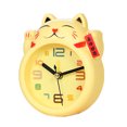thumbnail image 1 of SHISUYAN 1pc Cat Alarm Clock Desk Clock Creative Cartoon Cat Shape Design Alarm (Yellow without Battery Random Font Style), 1 of 8
