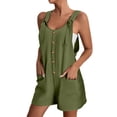 thumbnail image 2 of Kcodviy Short Rompers for Women one Shoulder Romper Summer Casual Button Rompers Summer Outfits Overalls Jumpsuit Shorts Button Jumpsuit Rompers, 2 of 5