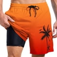 thumbnail image 1 of YUEVE Beach Shorts for Men 2 in 1 Compression Liner 7 Inch Inseam, Mens Swim Trunks Gradient Hawaiian Print Quick Dry Bathing Suit with Pockets Orange S, 1 of 4