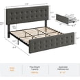 thumbnail image 2 of King Size Bed Frame with 4 Storage Drawers and Headboard, Linen Upholstered Platform Bed Frame with Wooden Slats Support, Button Tufted Design, No Box Spring Needed, Light Grey, 2 of 9
