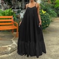 thumbnail image 3 of HKEJIAOI Robes de Sortie pour Femmes Offres Liquidation Cadeau de la Saint-Valentin Femmes Mode Décontractée Robe Unie à Bretelles Poche Ample Dos Nu Grande Robe Évasée Noir, 3 of 7