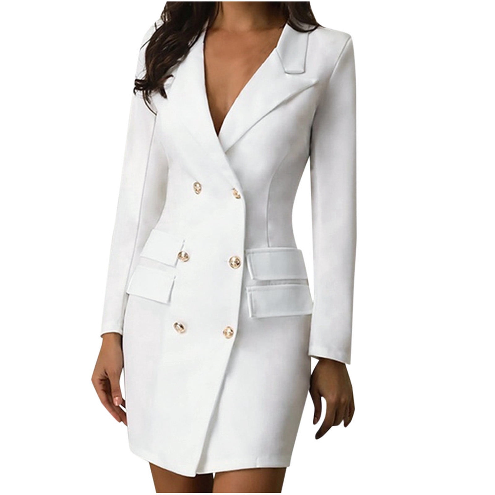 Robe Moulante pour Femmes, Unie, à Double Boutonnage, Boutonnée devant