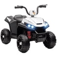 thumbnail image 1 of Qaba 12V Kids ATV with Four Wheels Spring Suspension, White, 1 of 10