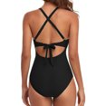 thumbnail image 3 of Innerwin Swimwear Gradient Women Bathing Suits Surfing Long Sleeve Backless One Piece Swimsuit Black L, 3 of 4