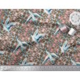 thumbnail image 3 of Soimoi Poly Georgette Fabric Floral Damask & Stork Bird Printed Fabric 1 Yard 42 Inch Wide, 3 of 3