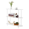 thumbnail image 1 of Modern Clear Acrylic 3-Tier Oval Bookshelf – Wall-Mounted Floating Display & Storage Shelf – Space-Saving Multipurpose Organizer for Small Spaces, Living Room, Bathroom Size: 31.5 x 9.5 x 28 in, 1 of 7