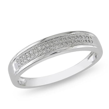 Miabella 1/8 ct Diamond Men's Wedding Band in 10 K White Gold