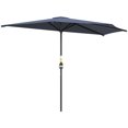 thumbnail image 1 of Outsunny Parasol Demi-Parasol de Patio 9,8 Pi Pare-Soleil, Manivelle, Bleu Foncé, 1 of 10